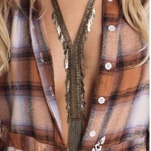 Mixed metals tassel necklace